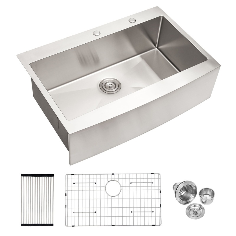 Farmhouse Style Topmount Apron Front Kitchen Sink With Easy Maintenance In Stainless Steel – Black