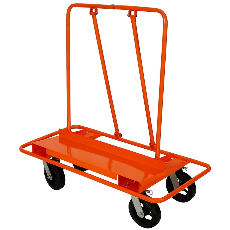 Heavy Duty Drywall Sheet Cart & Panel Dolly With 2400Lbs Capacity, Mold On Rubber Wheels, Steel Construction – Orange