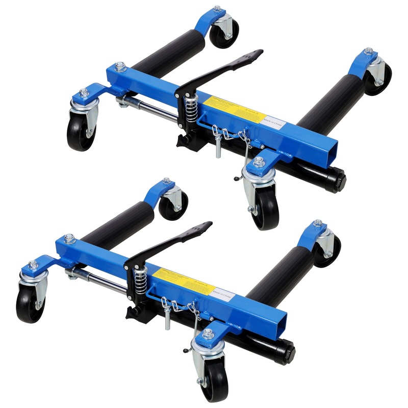 Hydraulic Car Wheel Dolly (Set of 2) With Foot Pedal Lift, 1, 500Lbs Capacity – Black / Blue