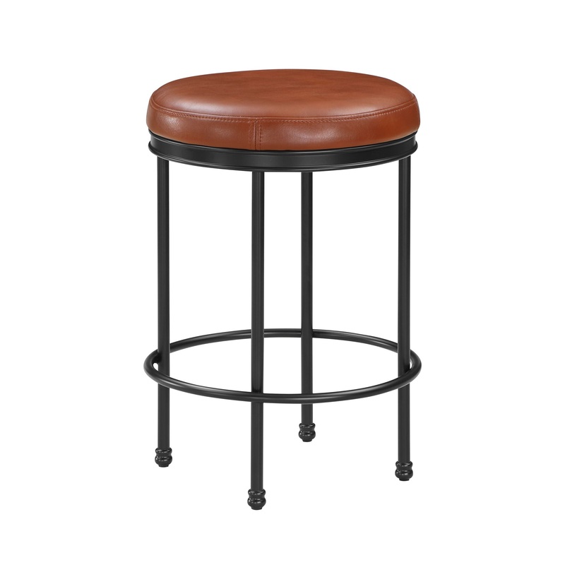 Michael – Backless Counter Height Stool With Padded Seat And Powder Coated Frame – Caramel