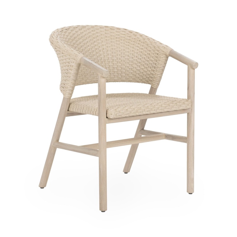 Byron – Teak Outdoor Dining Chair – Aged Cream