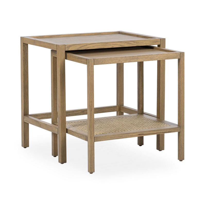 Devin – Solid Wood Nesting Accent Tables – Khaki Mist