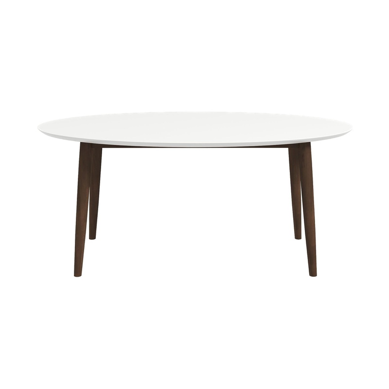 Ada – Mid-Century Modern Style Top Oval Dining Table – Brown / White