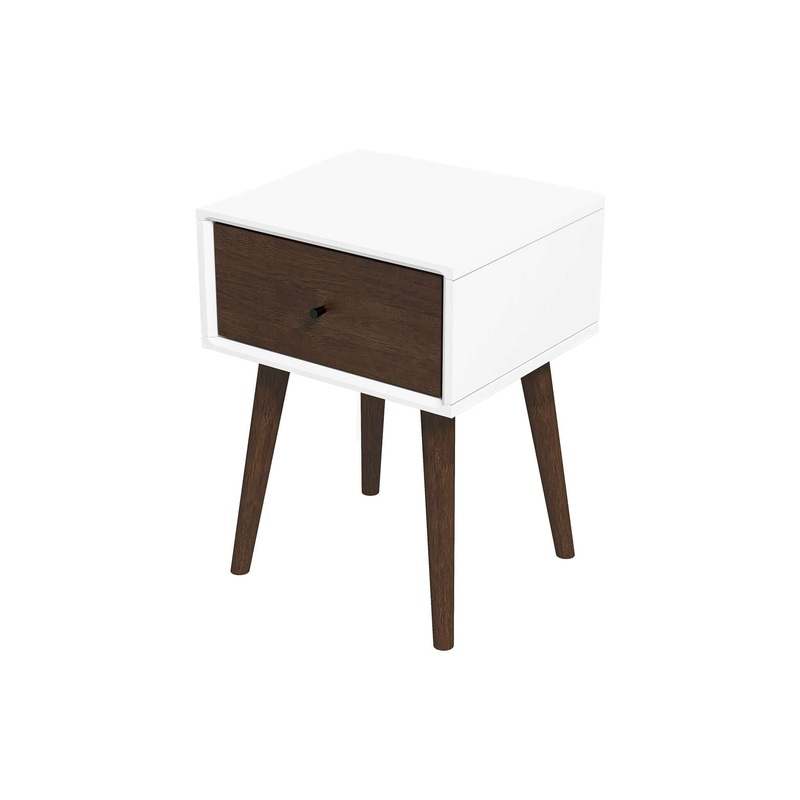 Avery – Night Stand 1 Drawer – Dark Brown / White