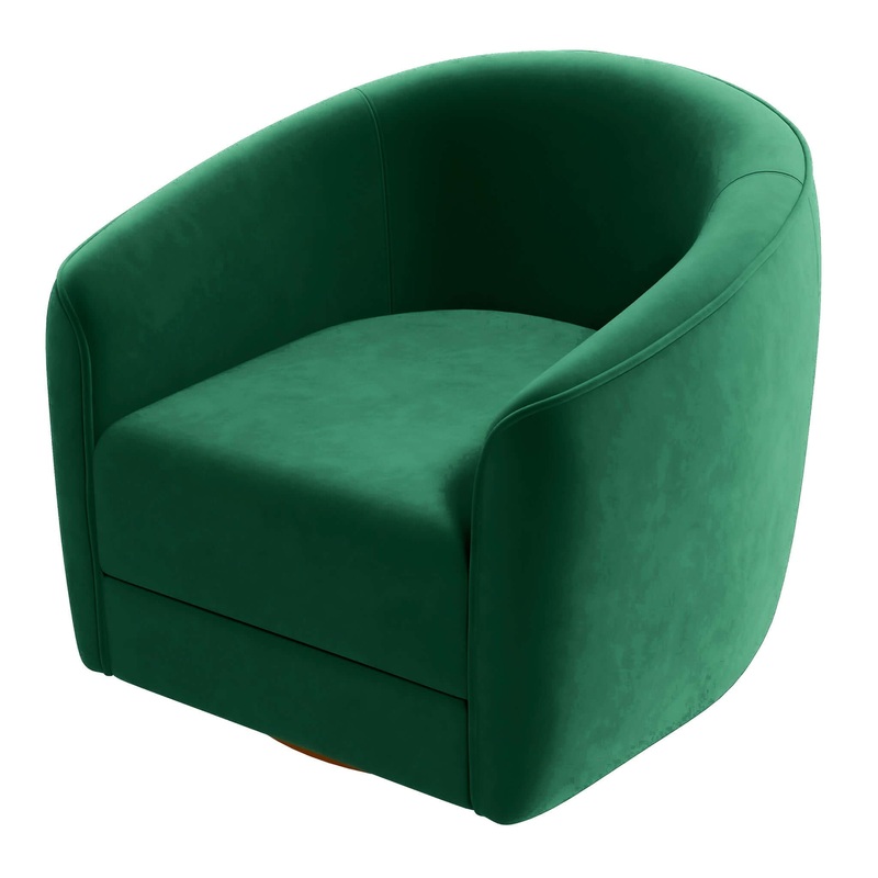 Elise – Mid-Century Modern Swivel Chair – Dark Green