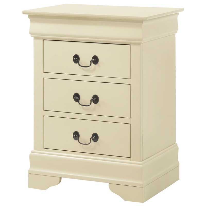 Louis Phillipe – 3 Drawer Nightstand – Beige
