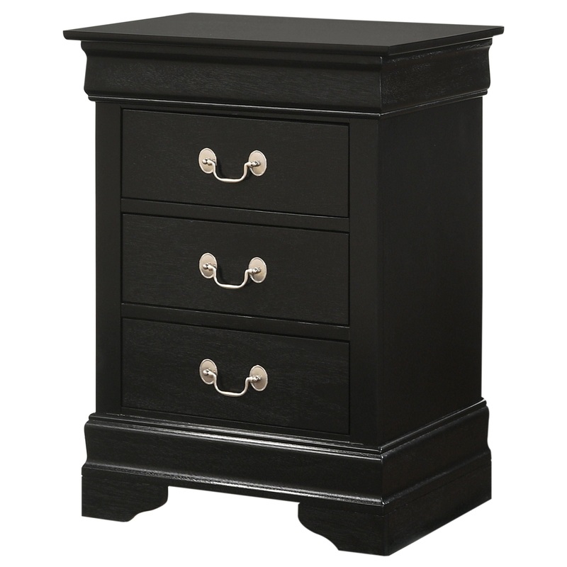 Louis Phillipe – 3 Drawer Nightstand – Black