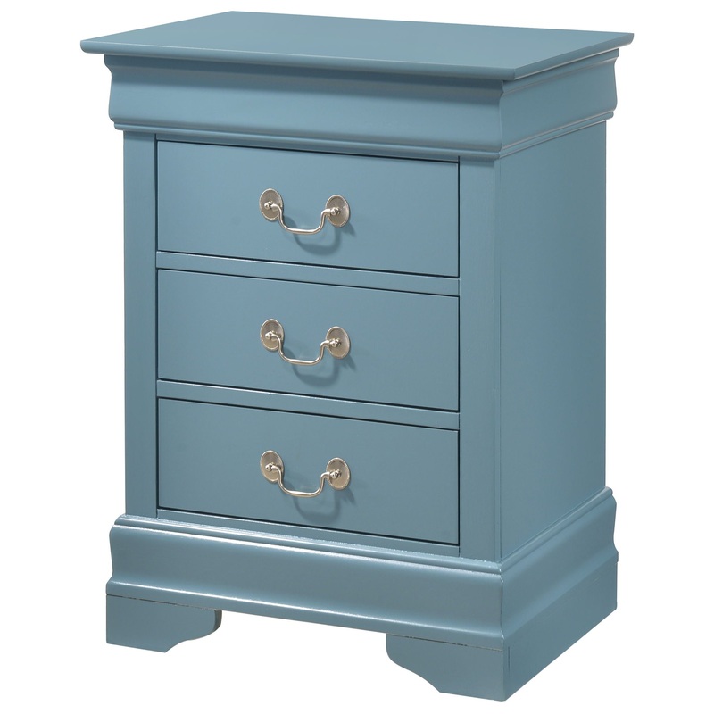 Louis Phillipe – 3 Drawer Nightstand – Teal