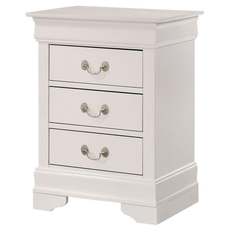 Louis Phillipe – 3 Drawer Nightstand – White