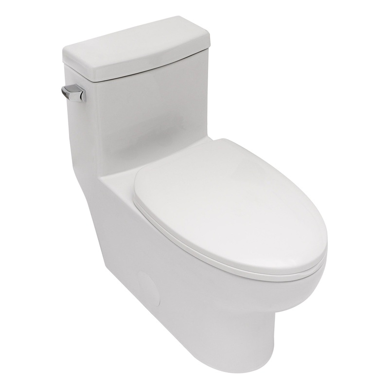 Modern Ceramic 1 Piece Toilet With Single Flush And Soft Closing Seat – White