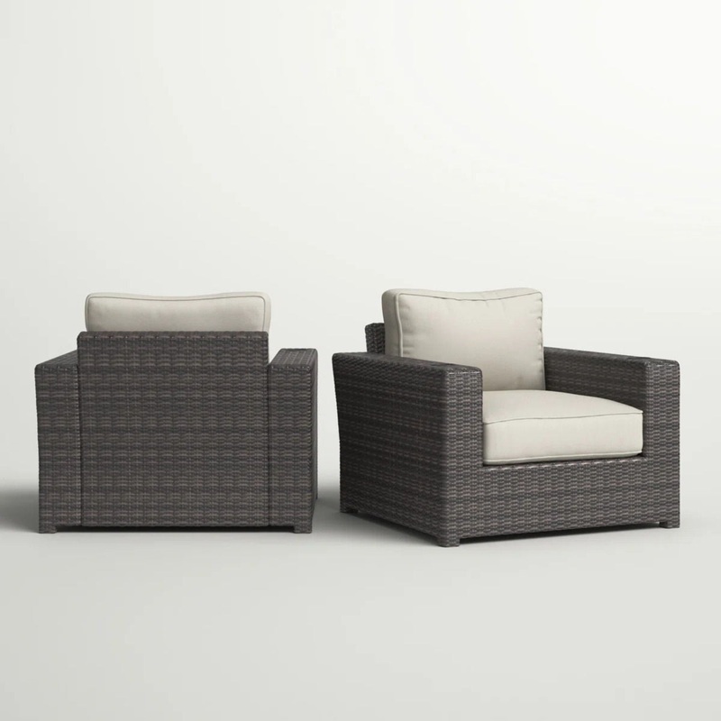 Outdoor Armchairs With Cushions (Set of 2) – Espresso / Gray