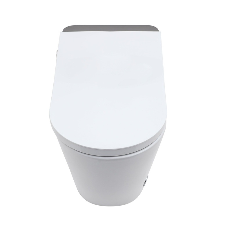 Smart Bidet Toilet Combo With Auto Open & Close, Heated Seat, Foot Sensor Flush, LED Display, Ceramic – White