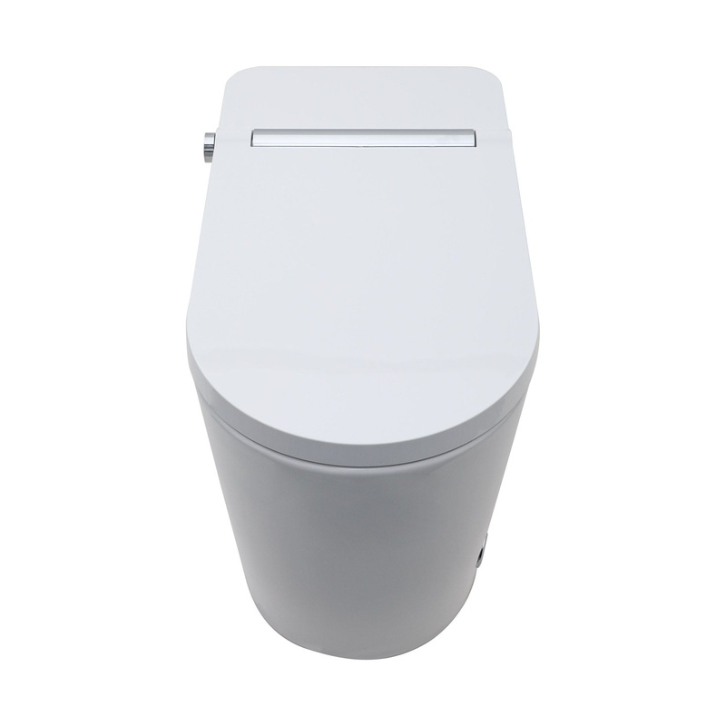 Smart Toilet With Bidet Built In, Auto Open & Close, Elongated Heated Seat, Foot Sensor Flush, LED Display, Warm Water Wash – White