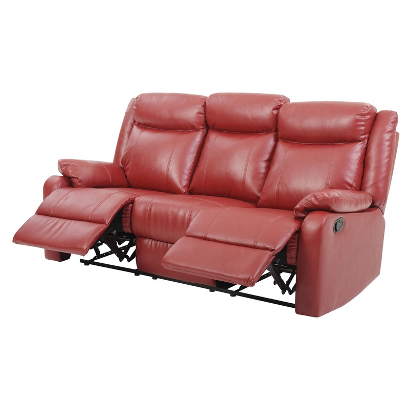 Stylish Contemporary Reclining Sofa – Red
