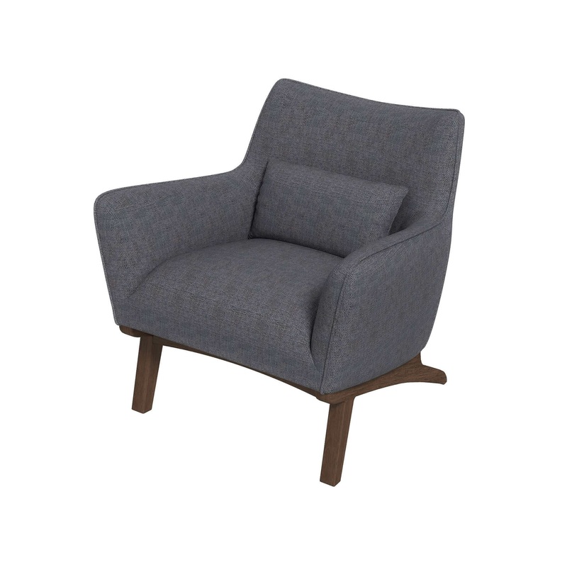 Brayden – Mid-Century Modern Side Linen Armchair – Gray / Wood