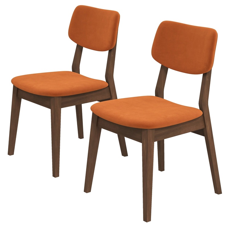 Carlos – Solid Back Side Chair (Set of 2) – Brown / Burnt Orange