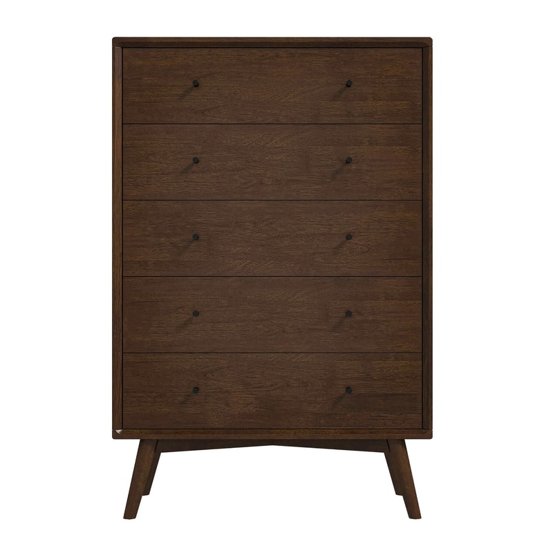 Caroline – Mid-Century Modern Dresser 5 Drawer – Dark Brown