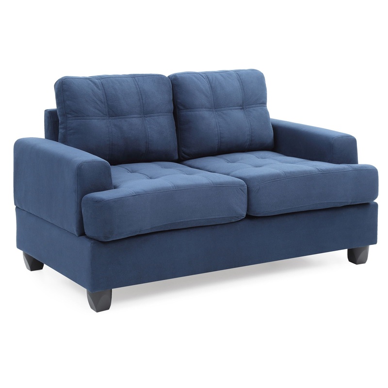 Chic Transitional Loveseat – Navy Blue