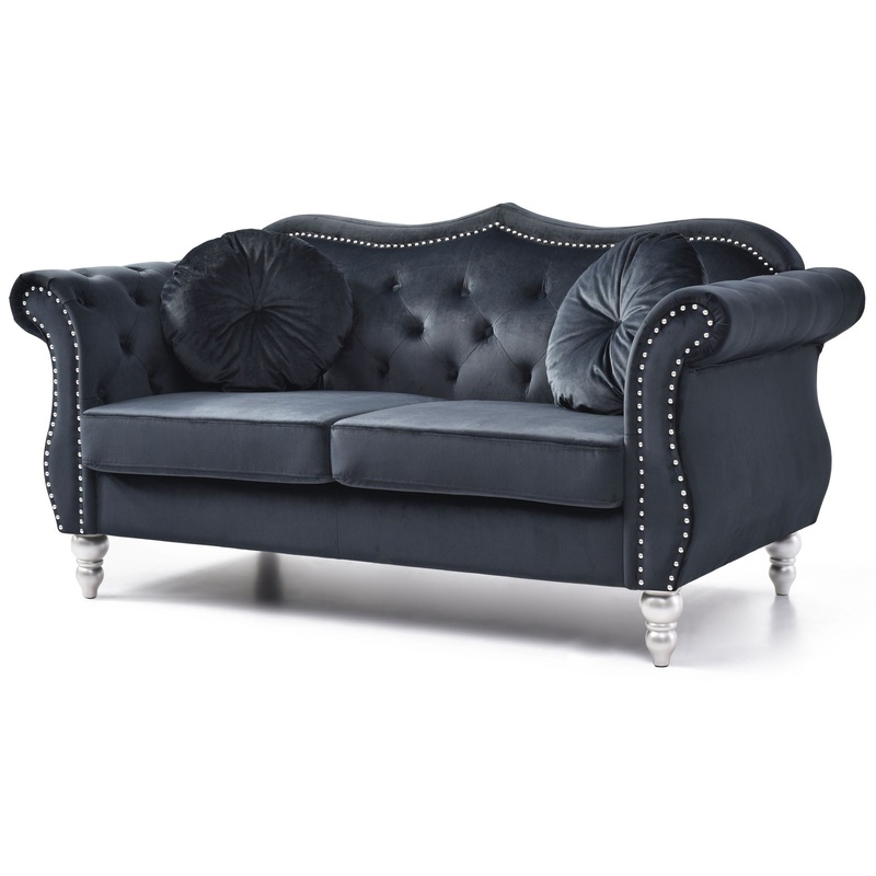 Elegant Transitional Loveseat – Black