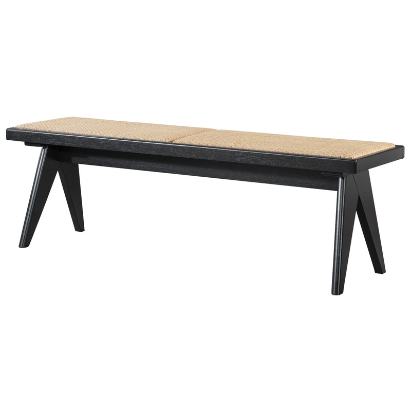 Keira – Bench – Black / Rattan