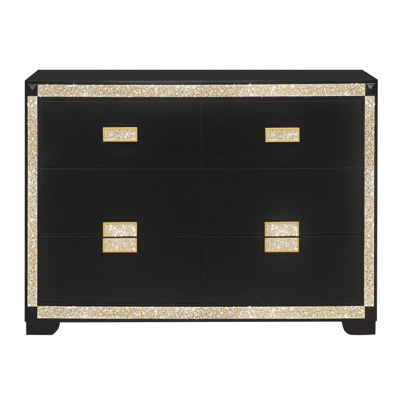 Lively – Dresser With Glitter Detail And Thick Bar Handle Hardware – Black
