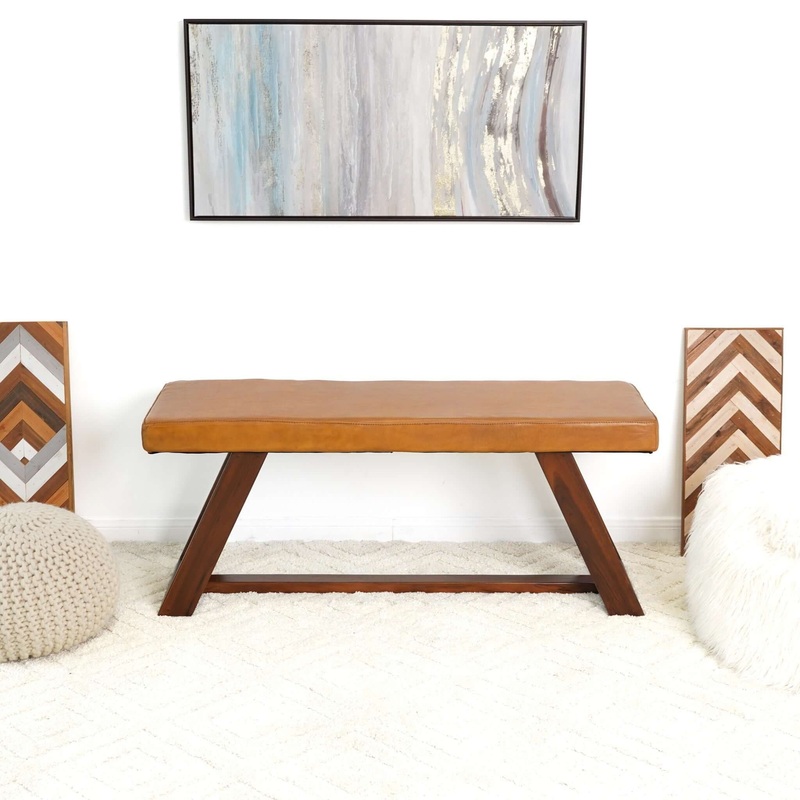 Marley – Genuine Leather Bench – Amber