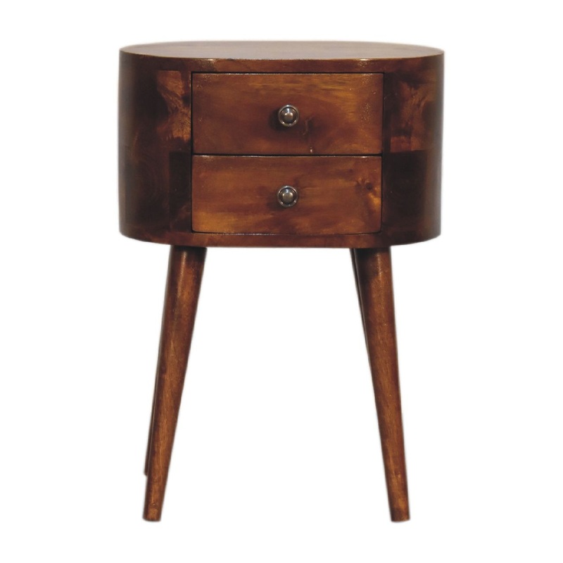 Mini Rounded Nightstand – Chestnut
