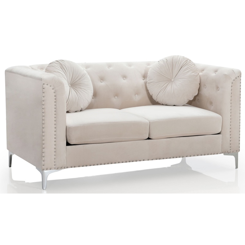 Elegant Contemporary Loveseat – Ivory