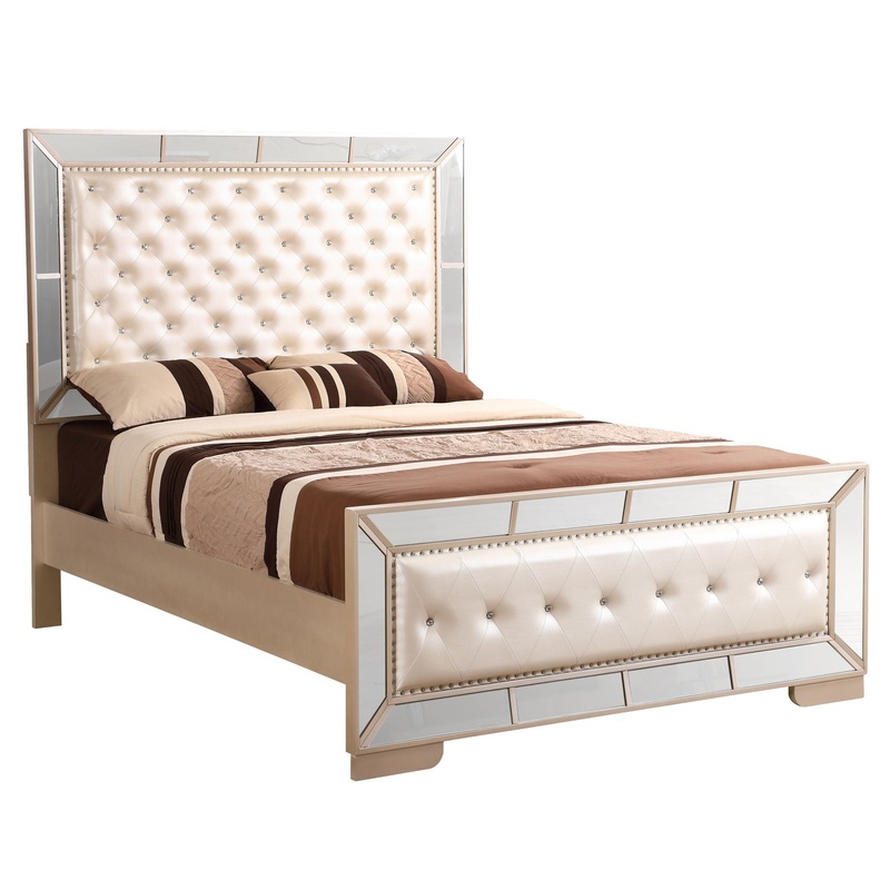 King Bed Stylish Contemporary – Off White