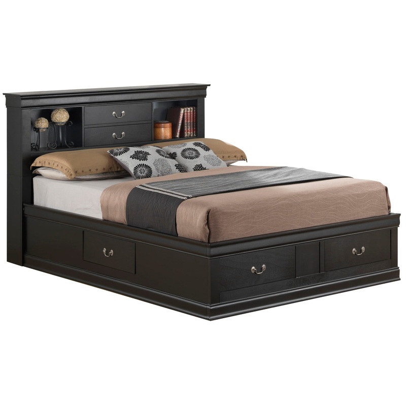 Louis Phillipe – King Elegant Storage Bed – Black
