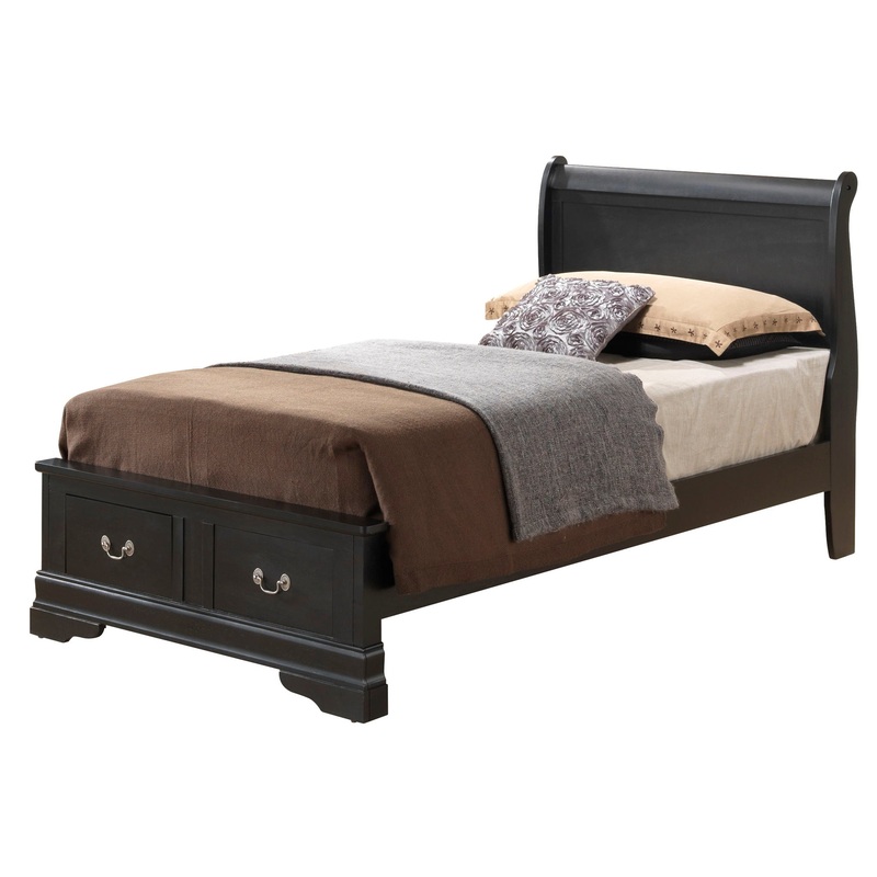 Louis Phillipe – Twin Elegant Storage Bed – Black