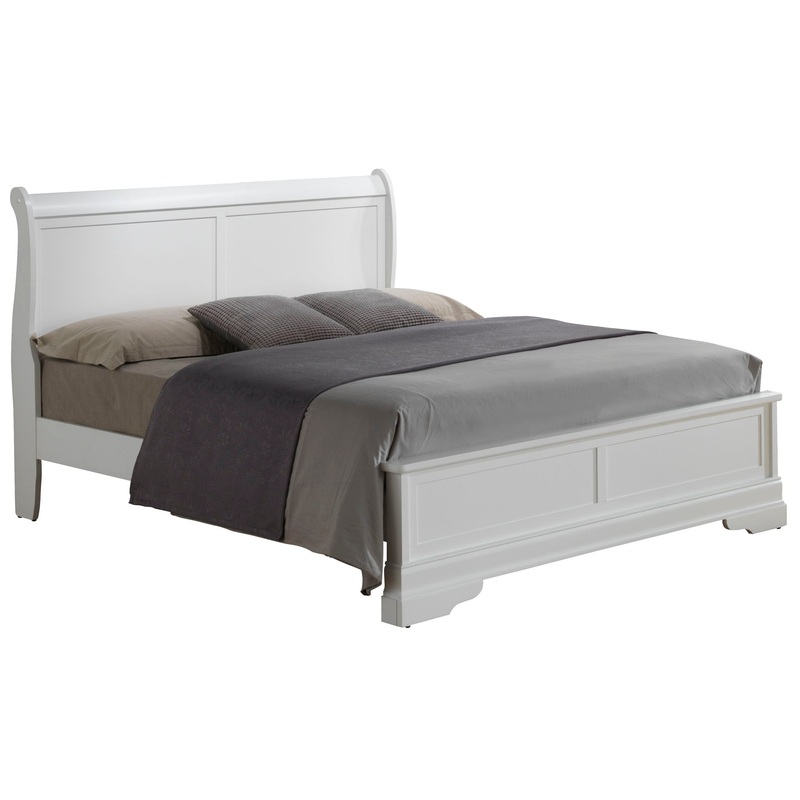 Queen Bed Sleigh Design- White