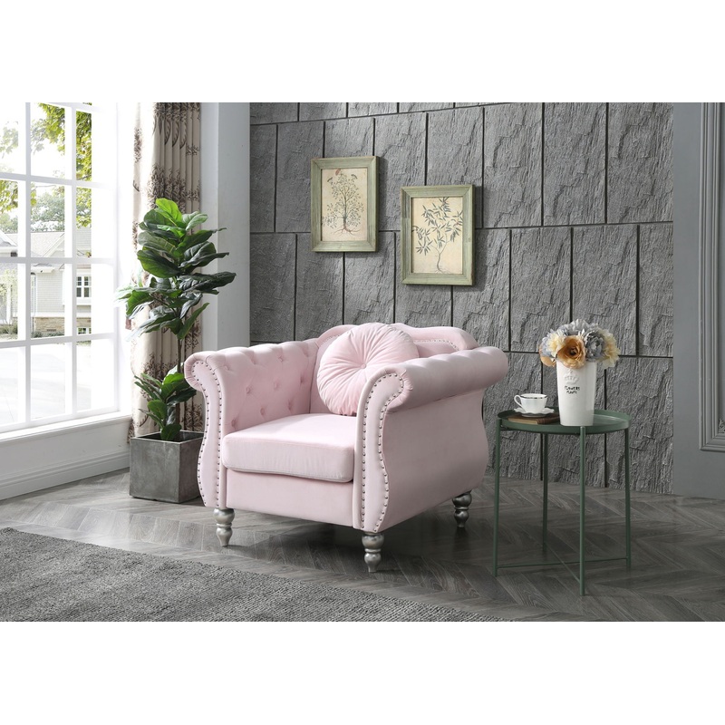 Chic Transitional Accent Chair – Pink