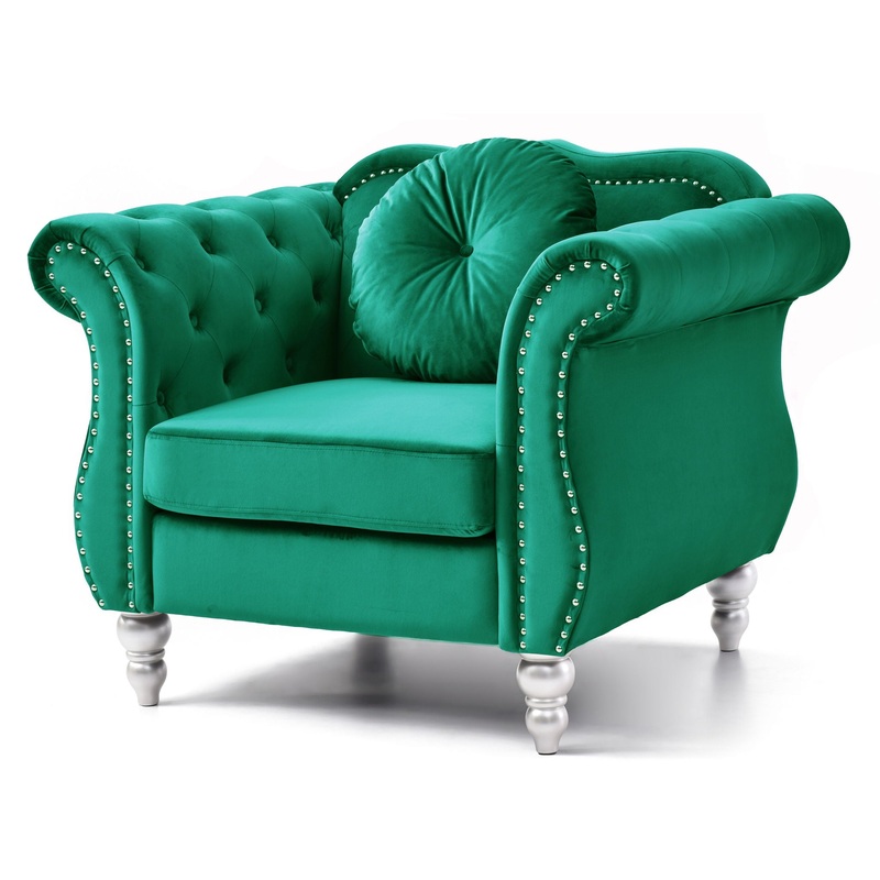 Chic Transitional Chair – Green