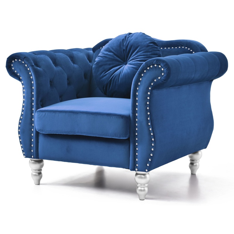 Chic Transitional Chair – Navy Blue