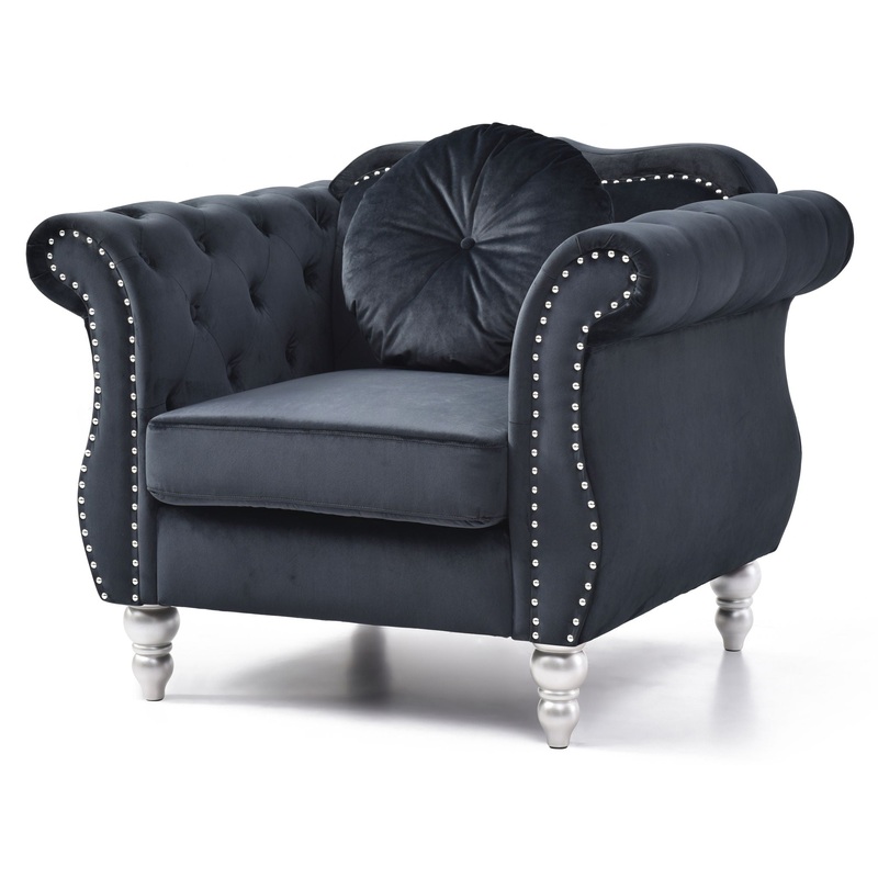 Chic Transitional Flared Arm Chair – Black