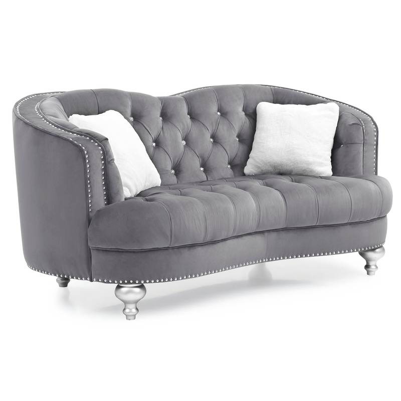 Charming Traditional Loveseat – Gray