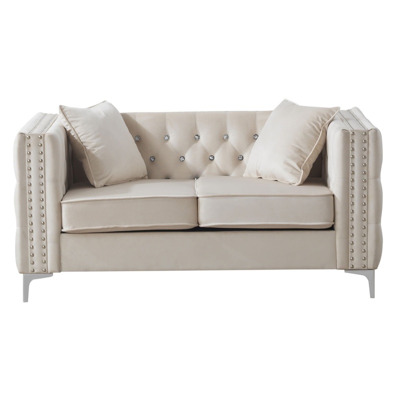 Chic Contemporary Loveseat – Ivory