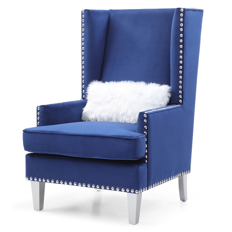 Elegant Lounge Chair With Square Arms – Blue