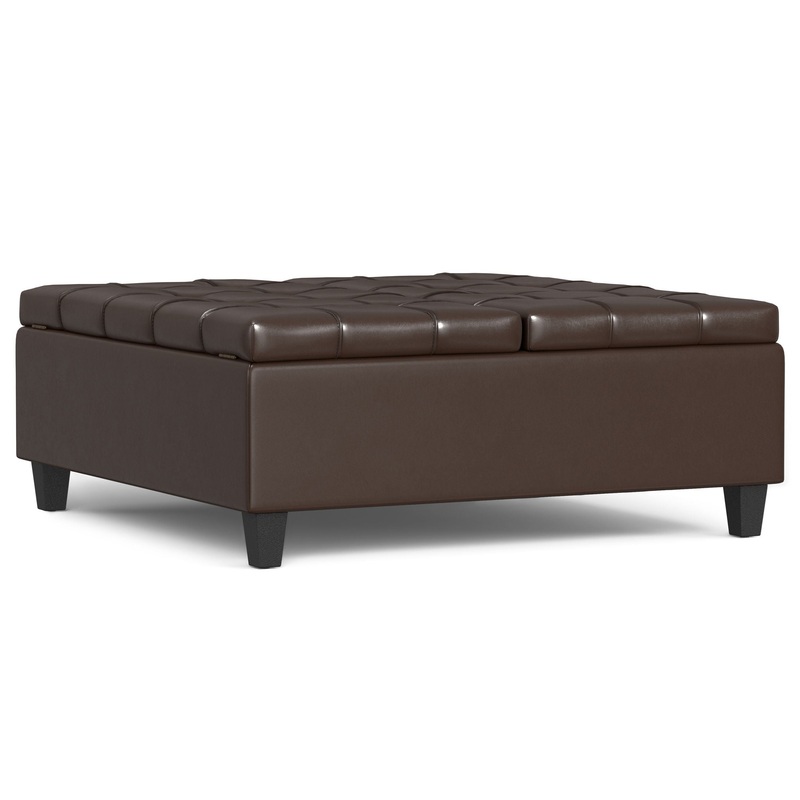 Harrison – Large Square Coffee Table Storage Ottoman – Brown
