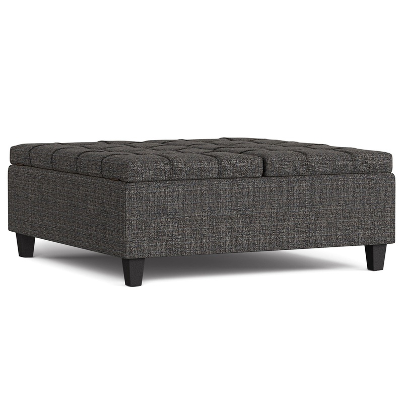 Harrison – Large Square Coffee Table Storage Ottoman – Ebony