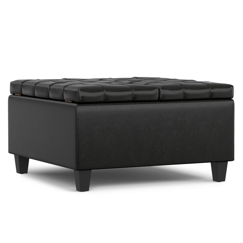 Harrison – Small Square Coffee Table Storage Ottoman – Black