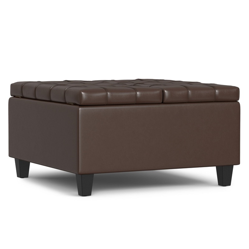 Harrison – Small Square Coffee Table Storage Ottoman – Brown