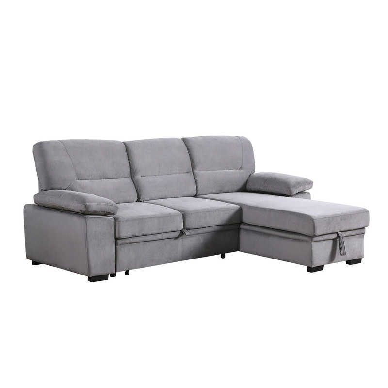 Kipling – Reversible Sleeper Sectional Sofa Chaise – Gray