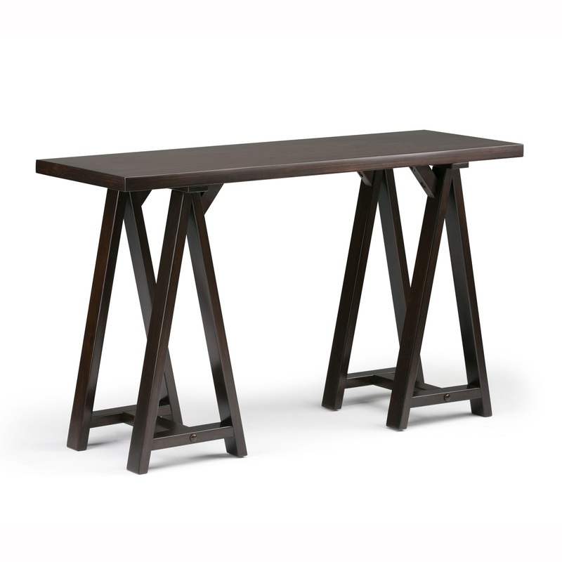 Sawhorse – Console Sofa Table – Dark Chestnut Brown