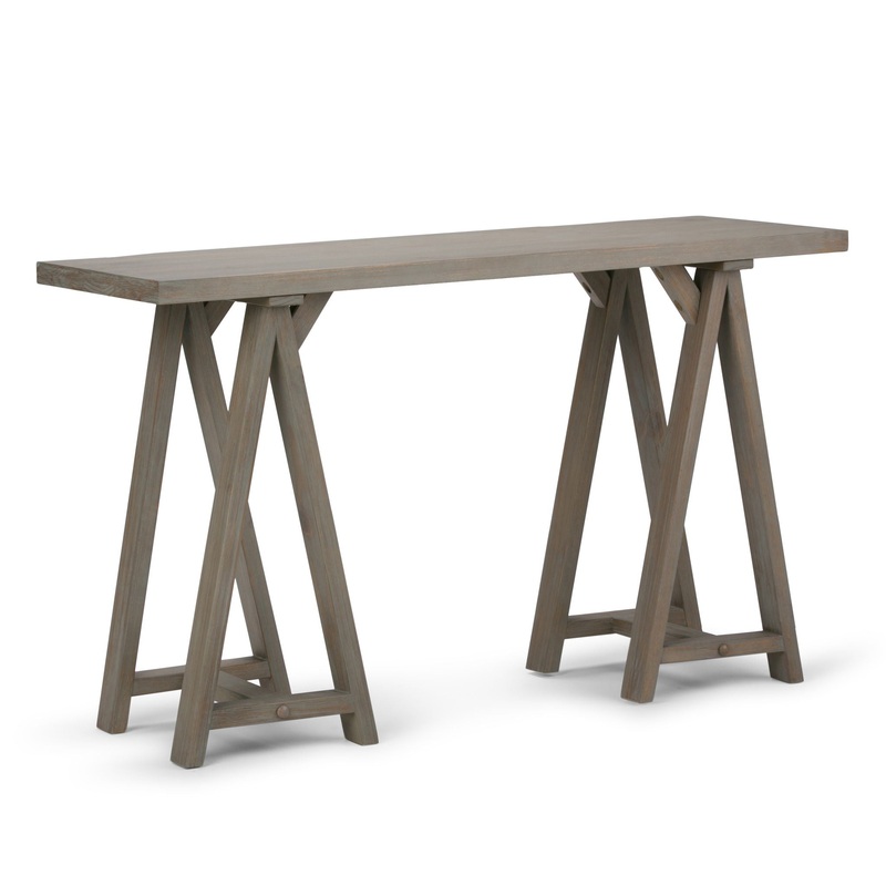 Sawhorse – Console Sofa Table – Distressed Gray