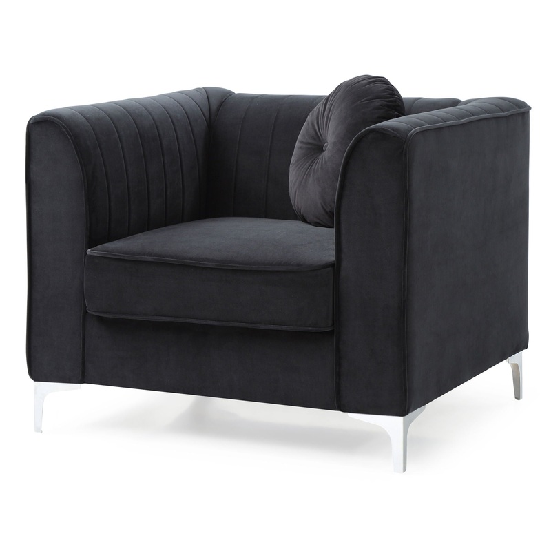 Sleek Modern Sloped Armchair – Black