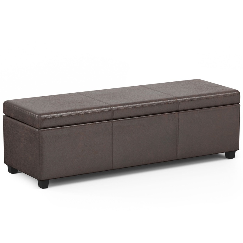 Avalon – Extra Large Storage Ottoman Bench – Distressed Brown