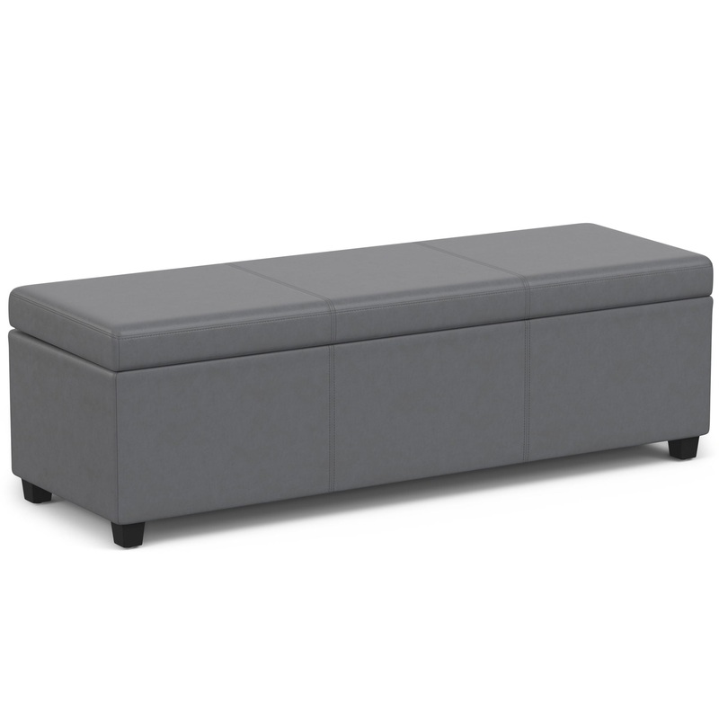 Avalon – Extra Large Storage Ottoman Bench – Stone Gray