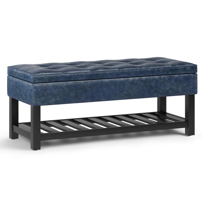 Cosmopolitan – Storage Ottoman Bench With Open Bottom – Denim Blue